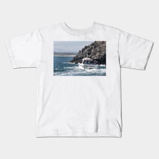 Serenity III Farne Islands tour boat moves near a Guillemot colony Kids T-Shirt